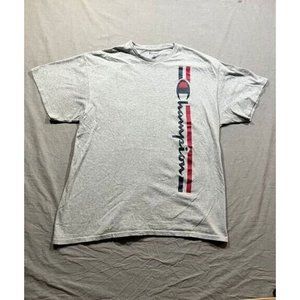 Champion Shirt Adult 1XL Gray Short Sleeve Pullover Logo Tee Mens